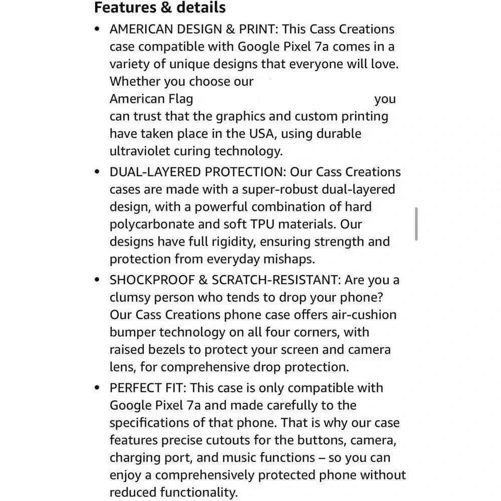 American Flag Case Compatible with Google Pixel 7a Hybrid Shockproof‎ Bumper